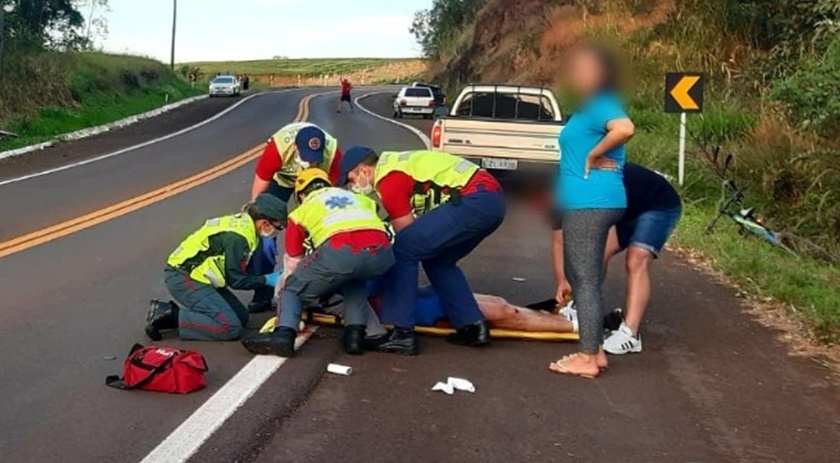 Ciclista é resgatado inconsciente após acidente na BR 282