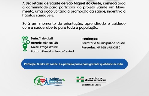 SAÚDE EM MOVIMENTO: um convite pra cuidar de você e da sua família!