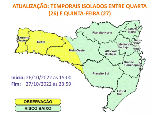 Temporais, rajadas de vento e queda de granizo