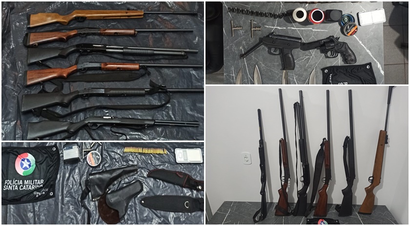 Polícia Militar realiza grande apreensão de armas e prende homem após flagrar violência doméstica em Belmonte