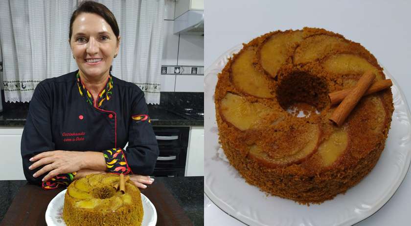 Bolo fit de maçã com canela e aveia sem farinha de trigo