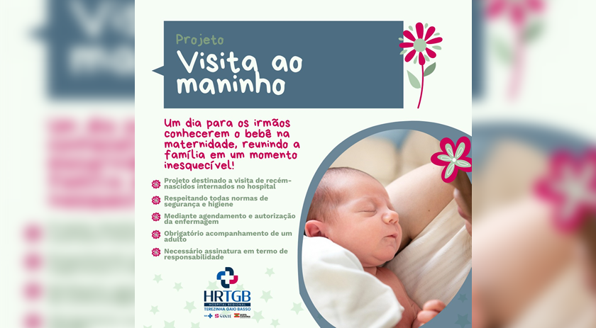 HRTGB-Santé inicia projeto que viabiliza visita de crianças a irmãos recém-nascidos