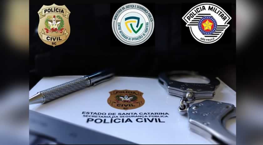 Troca de informações entre PCSC e PMSP resulta na prisão de dois foragidos que colocaram fogo em veículo de policial civil