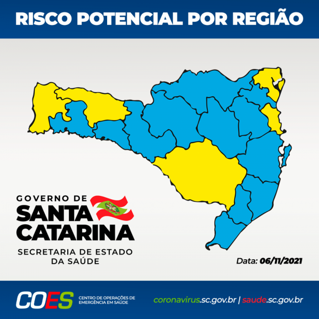 Região Oeste cai para nível moderado na matriz de risco potencial para a Covid-19