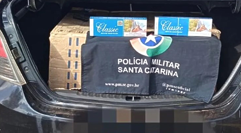 Veículo de Saltinho é flagrado com carga de cigarros contrabandeados na SC-305