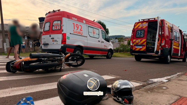 Motociclista fica gravemente ferido após colisão com carro