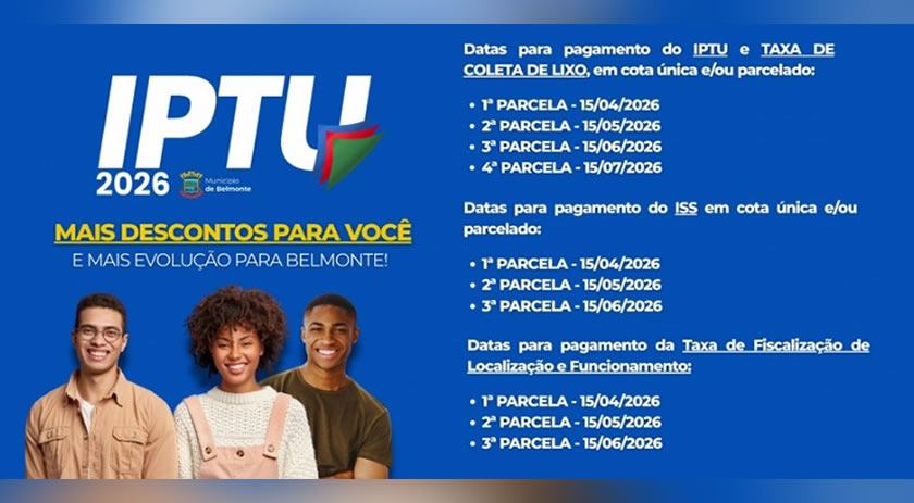 Município define calendário de pagamentos de impostos