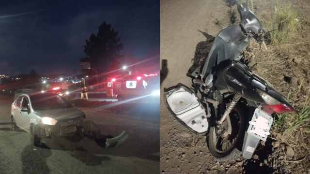 Mulher fica ferida em acidente de trânsito na via marginal da BR-282