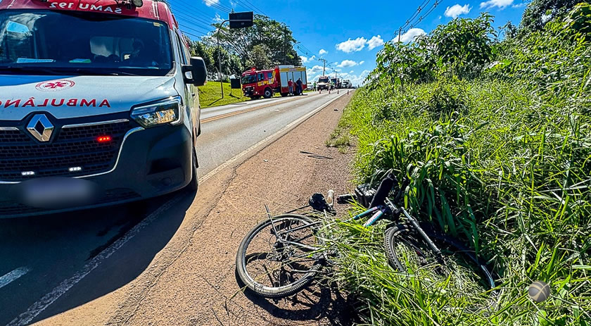 Ciclista é resgatada em estado grave após colisão com carro na SC-163