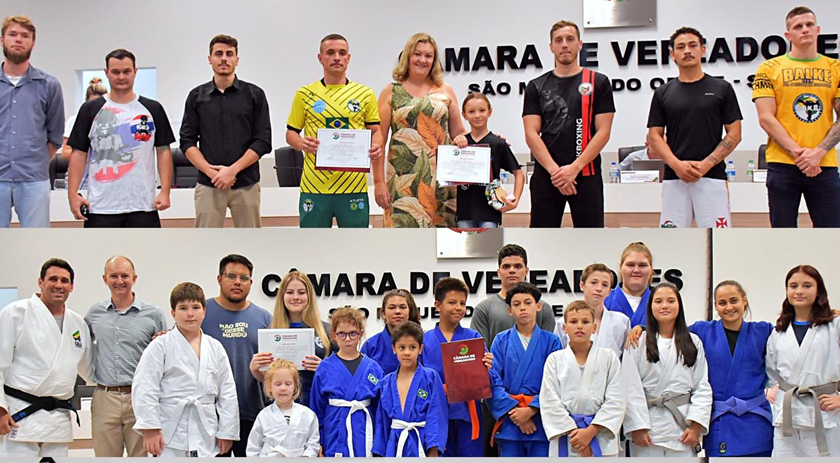 Atletas de badminton, judô e kickboxing são homenageados na Câmara de São Miguel do Oeste
