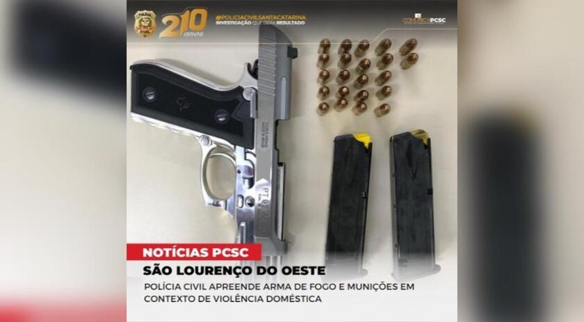 Polícia apreende pistola e munições em ação que investiga violência doméstica