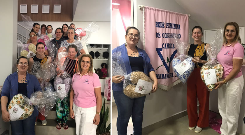 Grupo de corte e costura visita Rede Feminina de Maravilha e faz doação de almofadas