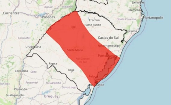 Inmet emite alerta vermelho de grande perigo para acumulado de chuva no RS