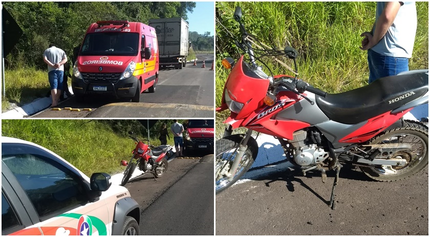 Motociclista e caroneira ficam feridos após se envolverem em acidente na SC 161