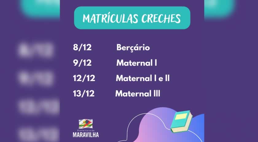 Matrículas para as creches, começam hoje