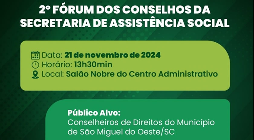 2º Fórum dos Conselhos da Assistência Social acontece na quinta-feira (21)