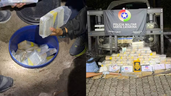 Mais de 100 kg de cocaína e maconha são encontrados enterrados em galinheiro em SC