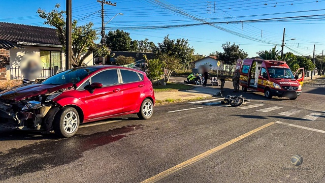 Motociclista fica gravemente ferido em colisão com carro no Bairro Estrela