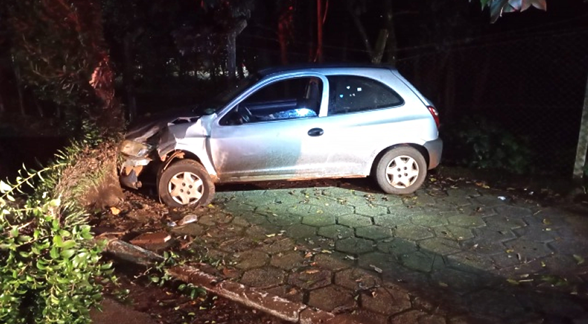 Mulher fica ferida após colidir carro em árvore no centro