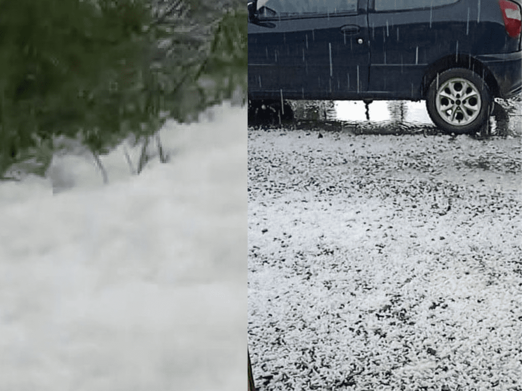 Serra Catarinense registra chuva de granizo e ruas cobertas de gelo nesta terça