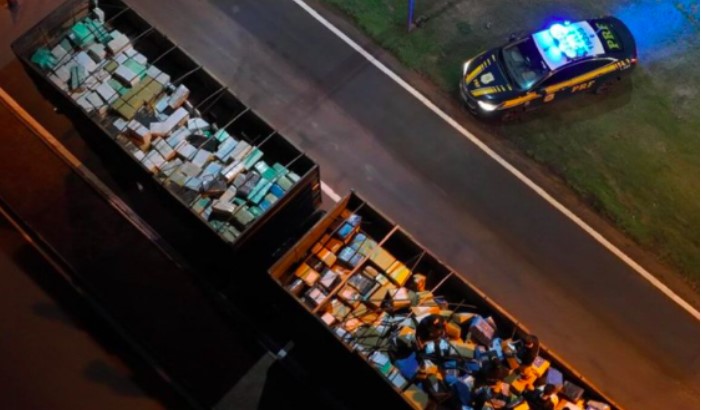 Maior carga de maconha do ano apreendida pela PRF seria levada para o Sul