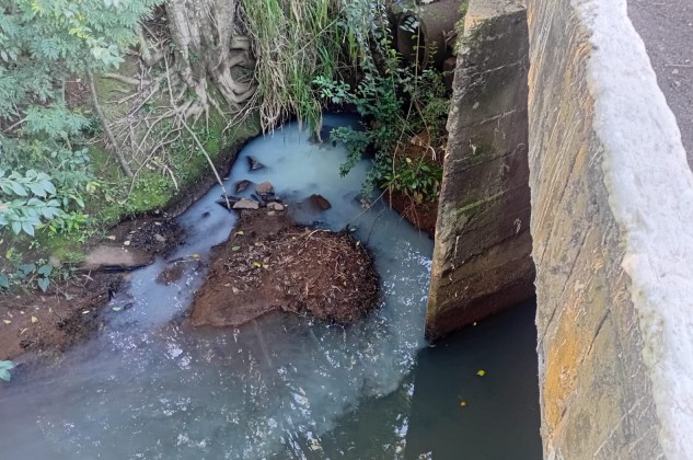 Imagens mostram presença de substância branca em ponto do Rio Iracema