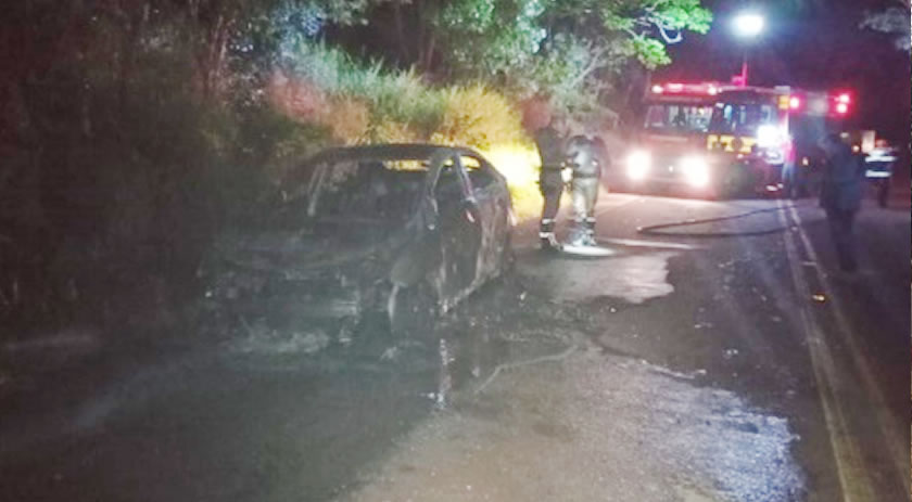 Incêndio consome automóvel na SC 386, em Iporã do Oeste