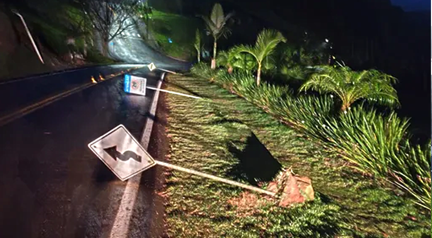 Placas de trânsito e lixeiras são danificadas no interior do município