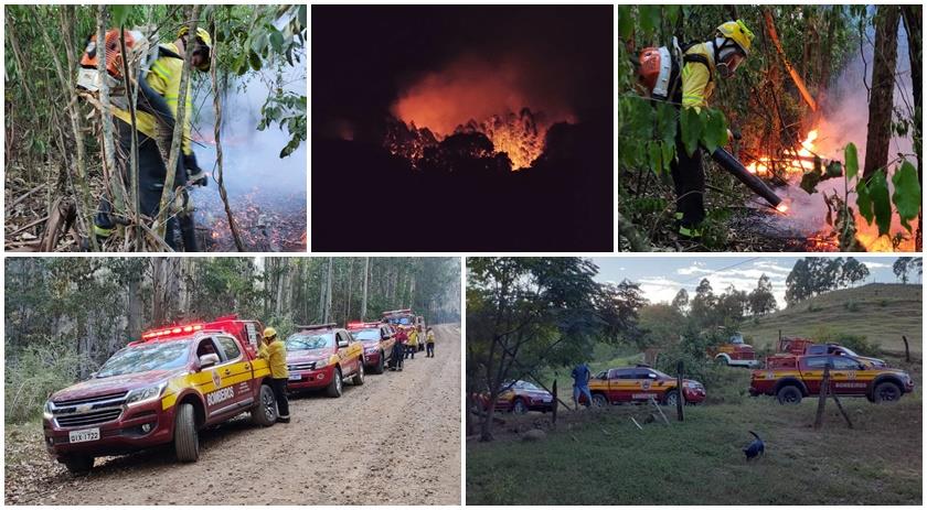 Bombeiros da região combatem por aproximadamente 20 horas incêndio em vegetação
