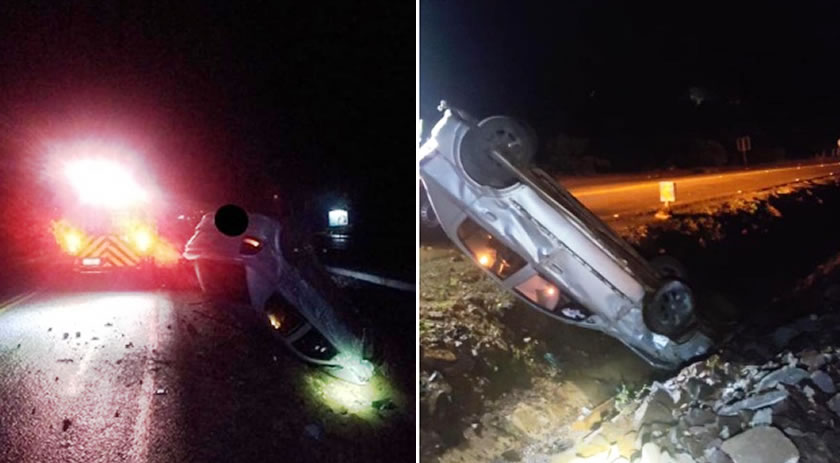 Homem fica ferido em saída de pista seguida de capotamento na BR 163