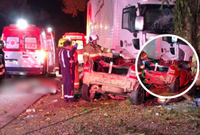 Grave acidente deixa três mortos após colisão entre carro e caminhão na BR-470