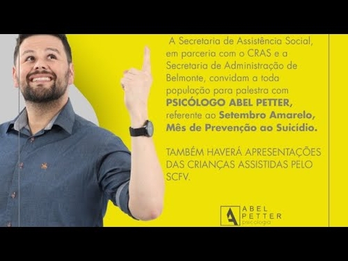 Palestra abordará ações do setembro amarelo e conscientização contra o suicídio